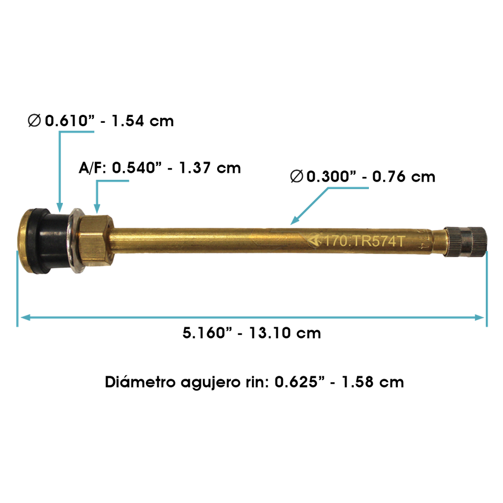 Valvula para inflar cauchos 5.160in