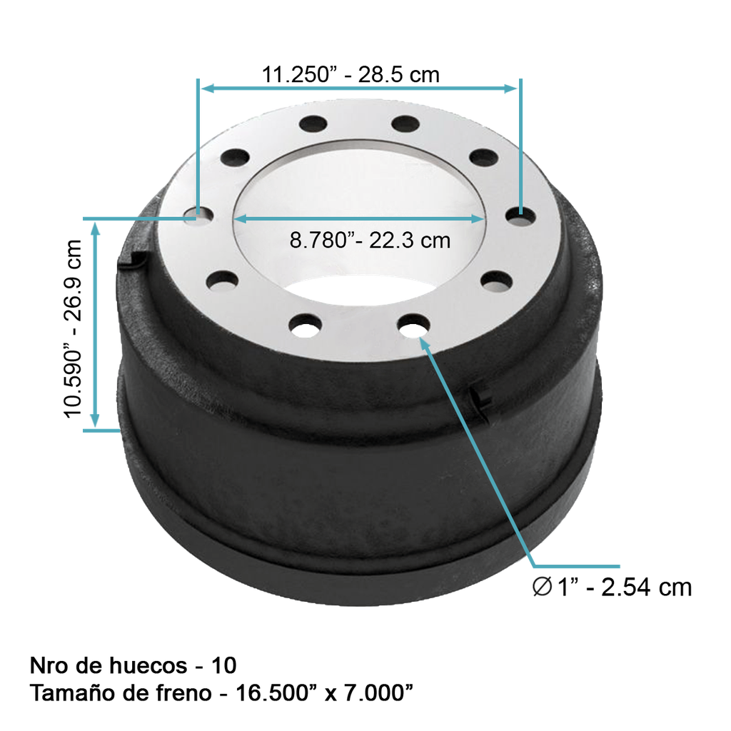 Tambor Freno Tras 10 Hueco TT-000849 FMC