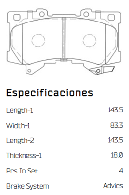 Pastilla de freno Toyota, Lexus Delantera LTS