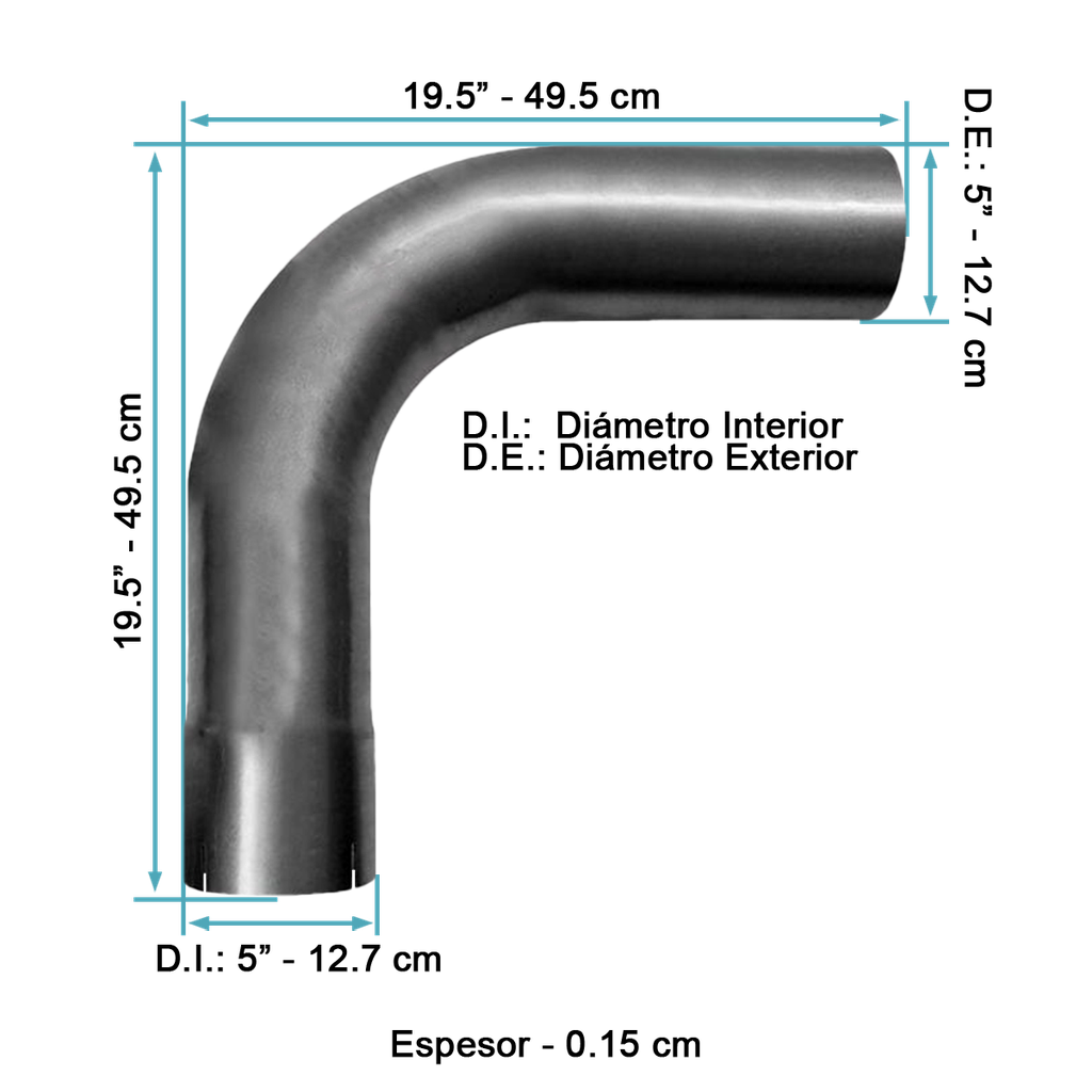 Codo de escape 20x20x5" De 90 grados