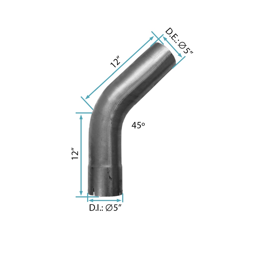 Codo de escape de 5 "x 45 grados
