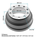 [151.6503BA] Tambor de Freno delantero MACK,CL,BATEA