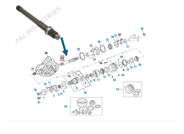 Eje Salida Diferencial Delantero Mack Mack CRD 150 / 200 / 202