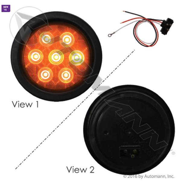 Kit Lampara Redonda LED De 4" Color Ambar 10-30 voltios