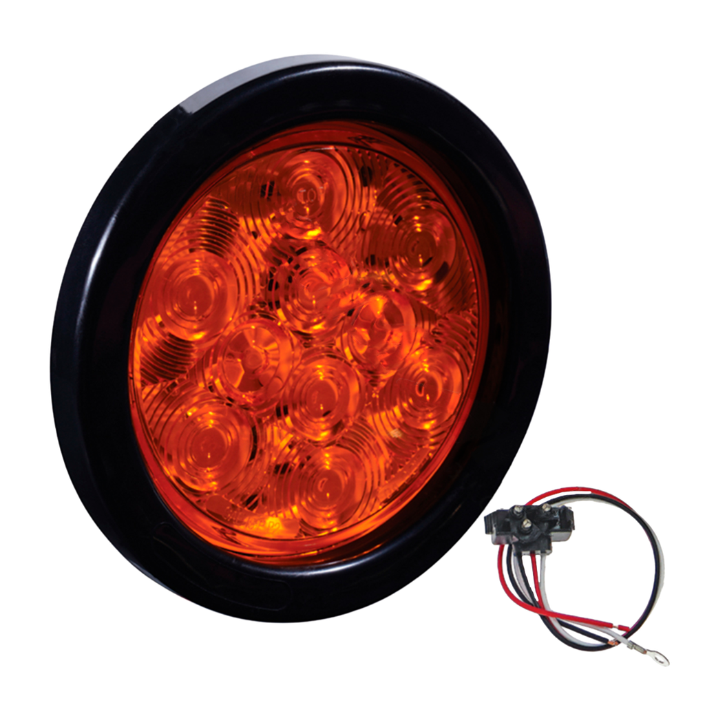 Kit Lampara Redonda LED De 4" Color Ambar 10-30 voltios 10 Diodos