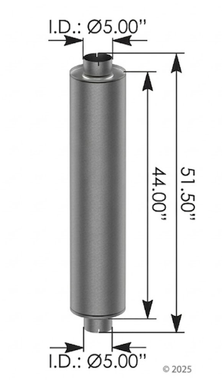 Silenciador de Escape 5" D.I x 10" D.Bombona x 44" D. Cuerpo Kenworth, Mack