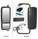 Conjunto espejo retrovisor izquierdo Color negro Freightliner Columbia