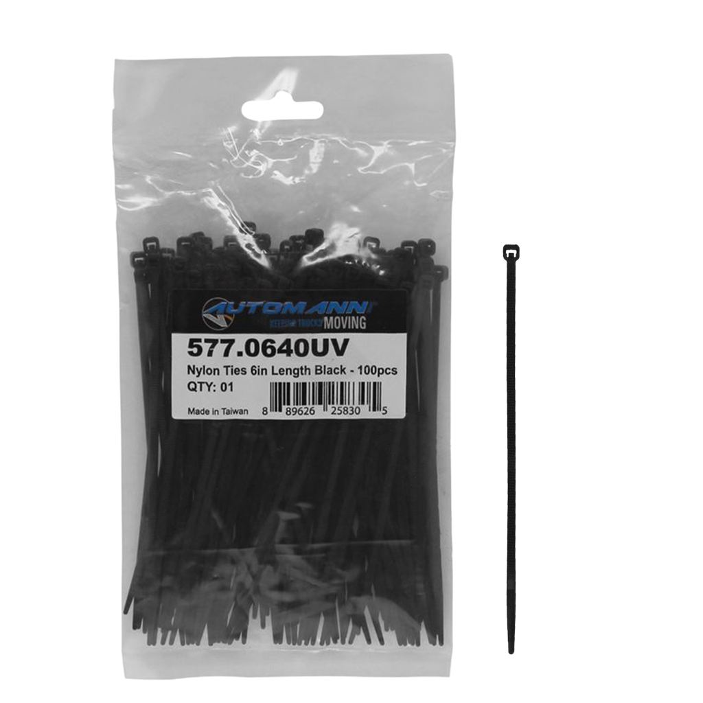 Tirrap Nylon De 6" Largo 100 piezas por paquete, Color Negro