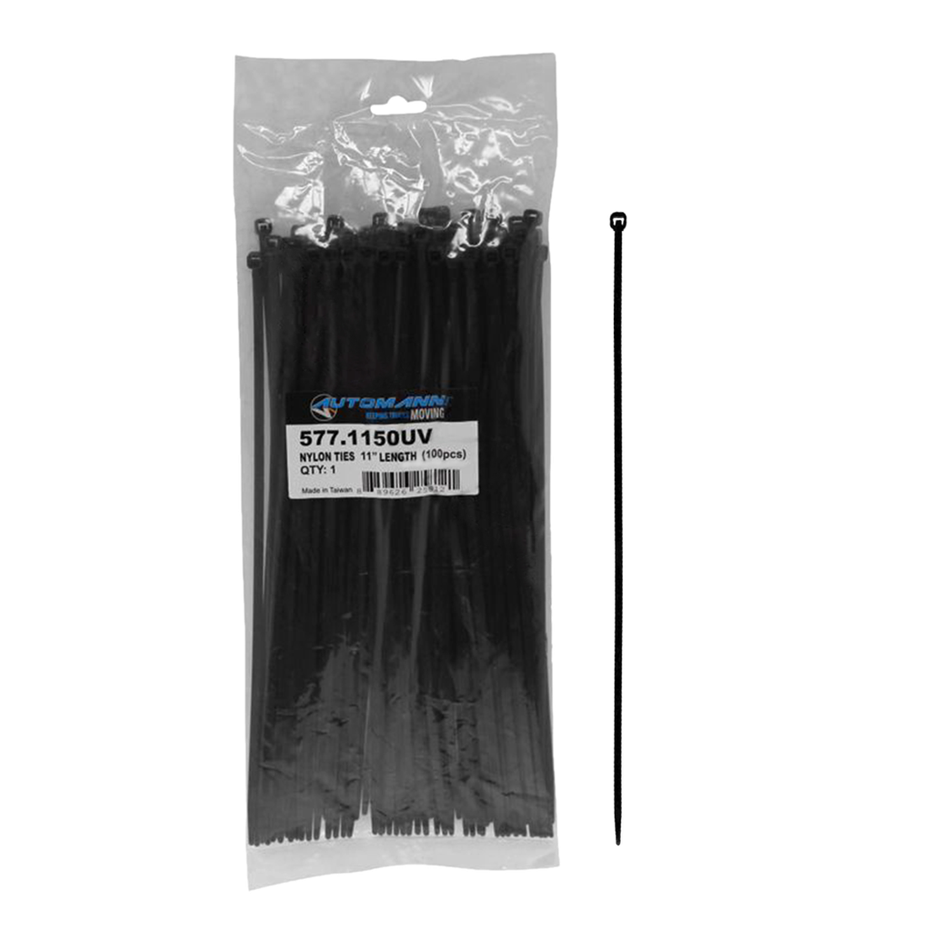 Tirrap Nylon De 11" Largo 100 piezas por paquete, Color Negro