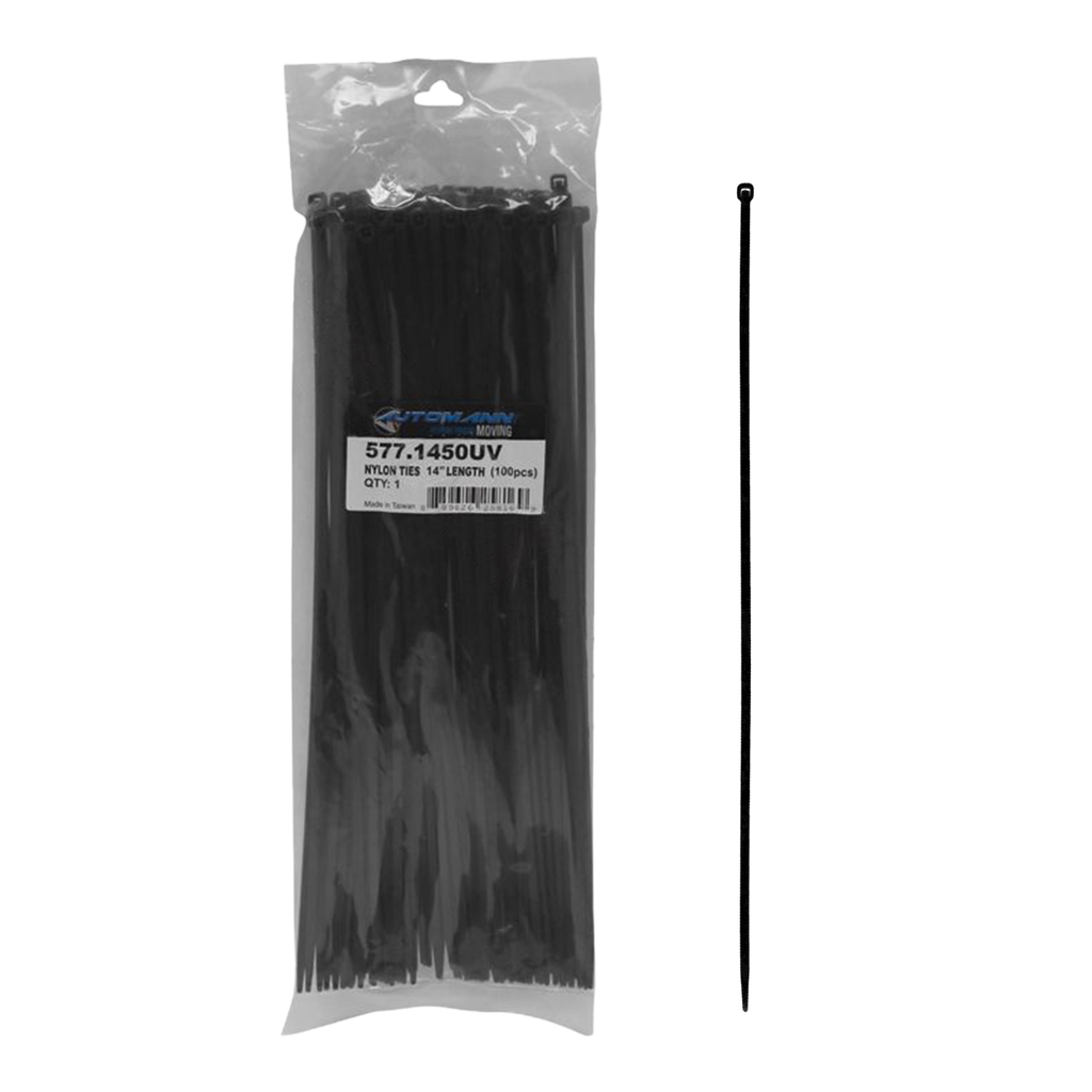 Tirrap Nylon De 14" Largo 100 piezas por paquete, Color Negro