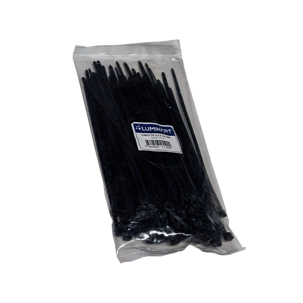 Tirrap Nylon De 6" Largo 100 piezas por paquete, Color Negro