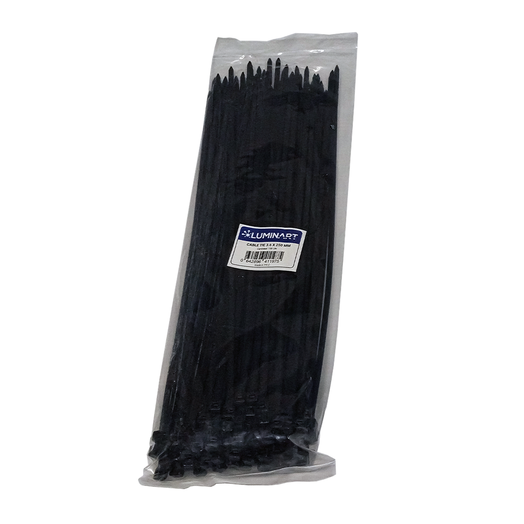 Tirrap Nylon De 10" Largo 100 piezas por paquete, Color Negro