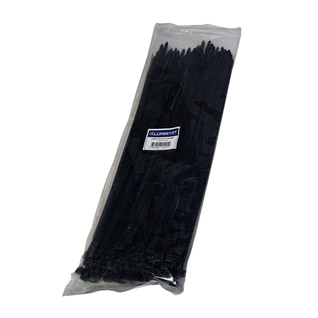 Tirrap Nylon De 12" Largo 100 piezas por paquete, Color Negro
