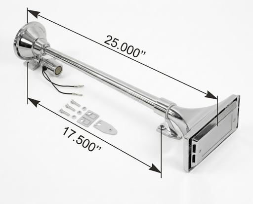 [562.1318] Bocina / Corneta Con Solenoide De Aire Camión Eléctrica de 12/24 Voltios de 25"Largo y 115 Db