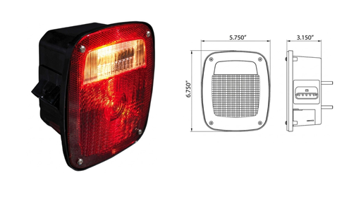 [571.LG521R] Faro Trasero Stop Derecho de 2 Conectores Freightliner CL-120