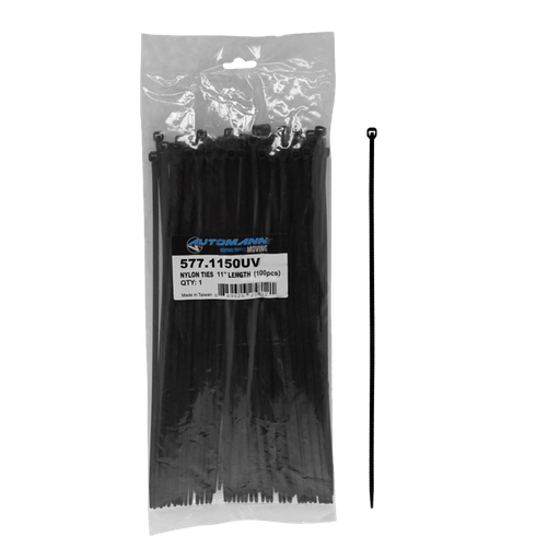 [577.1150UV] Tirrap Nylon De 11" Largo 100 piezas por paquete, Color Negro