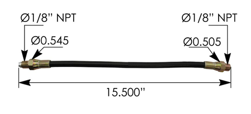 [755.GH115NZ] C/E Manguera de Lubricación Collarín Mack de 15"L x 1/8"NPT