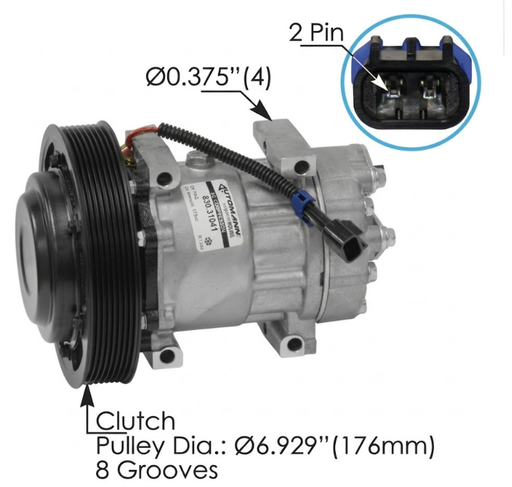 [830.31041] Compresor A/A R134 Con Polea de 8 Ranuras Mack MP8