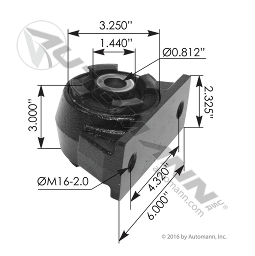[M17530] Base/Buje soporte cabina Centro 0,812" Grueso Mack