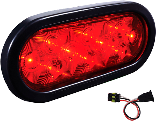 [571.LD66R10-K] Kit Lámpara Ovalada Tipo de 15 LED de 6" Color Roja 10-30 Voltios